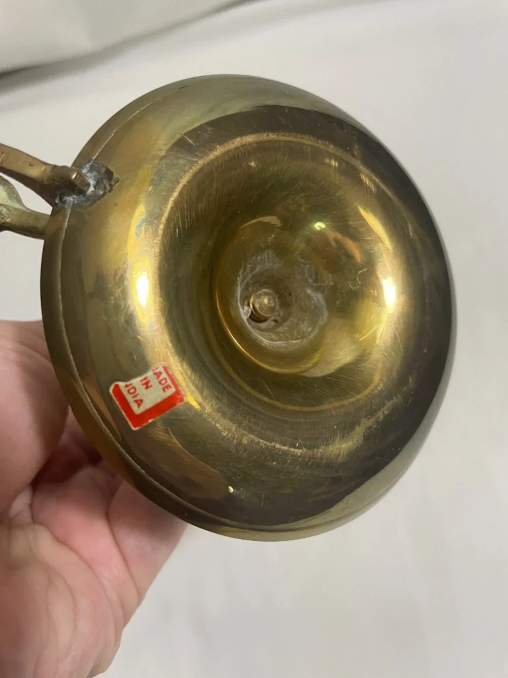 Vintage Solid Brass Chamberstick Finger Loop Candle Holder Made in India 5